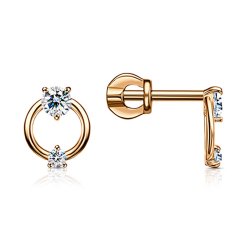 Cercei Pusete din aur roșu cu pietre Cubic Zirconia Incolor