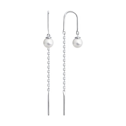 Серьги Продёвки из серебра с камнями Жемчуг белый