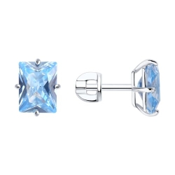 Cercei Pusete din argint  cu pietre Cubic Zirconia Albastru