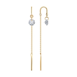 Cercei Lanț din aur roșu cu pietre Cubic Zirconia Incolor