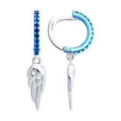 Cercei Creole din argint  cu pietre Cubic Zirconia Albastru Safir