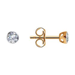 Cercei Pusete din aur roșu cu pietre Cubic Zirconia Incolor