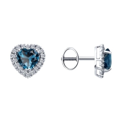 Cercei Pusete din aur alb cu pietre Cubic Zirconia Incolor, Topaz London