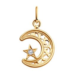 Подвеска из красного золота с камнями Фианит