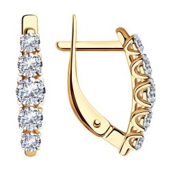 Серьги из красного золота с камнями Фианит