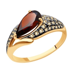 Inel din aur roșu cu pietre Cubic Zirconia Galben, Granat