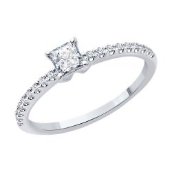 Inel din aur alb cu pietre Diamant