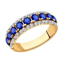 Inel din aur roșu cu Diamant, Safir