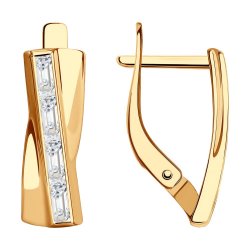 Cercei din aur roșu cu pietre Cubic Zirconia Incolor