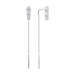 Cercei Lanț din aur alb cu pietre Cubic Zirconia Incolor