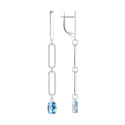 Cercei Suspendați din argint  cu pietre Cubic Zirconia Albastru
