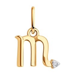 Pandantiv din aur roșu cu pietre Cubic Zirconia Incolor