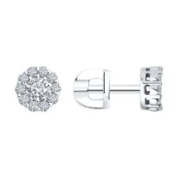 Cercei Pusete din aur alb cu Diamant