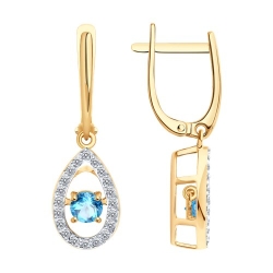 Cercei Suspendați din aur roșu cu pietre Cubic Zirconia Incolor, Topaz Swiss