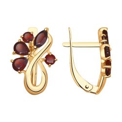 Серьги из красного золота с камнями Гранат