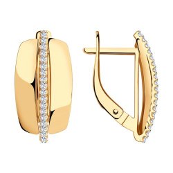 Cercei din aur roșu cu pietre Cubic Zirconia Incolor