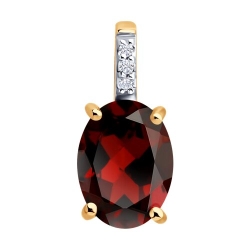 Pandantiv din aur roșu cu pietre Diamant, Granat