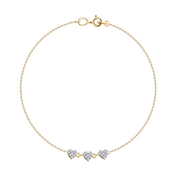 Brățară Love din aur roșu cu pietre Cubic Zirconia Incolor