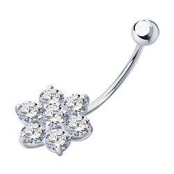 Piercing din argint  cu pietre Cubic Zirconia Incolor