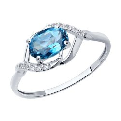 Inel din aur alb cu pietre Diamant, Topaz London