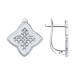 Серьги из серебра с камнями Фианит, Эмаль