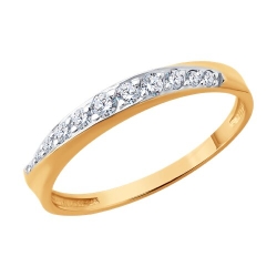 Inel din aur roșu cu pietre Cubic Zirconia Incolor