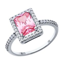 Inel din argint  cu pietre Cubic Zirconia Incolor, Cubic Zirconia Roz