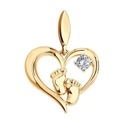 Pandantiv din aur roșu cu Cubic Zirconia Incolor