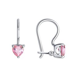Cercei p-u copii din argint  cu pietre Cubic Zirconia Roz