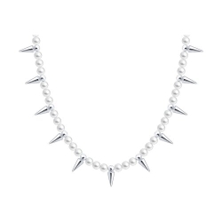 Colier din argint  cu pietre Perla Imit., Tijă din oțel