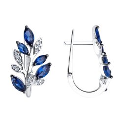 Cercei din argint  cu pietre Cubic Zirconia Incolor, Cubic Zirconia Albastru Safir