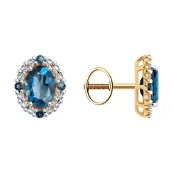 Cercei Pusete din aur roșu cu Cubic Zirconia Incolor, Topaz London