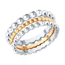 Кольцо из позолоченного серебра без камней