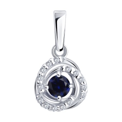 Pandantiv din argint  cu pietre Cubic Zirconia Incolor, Safir
