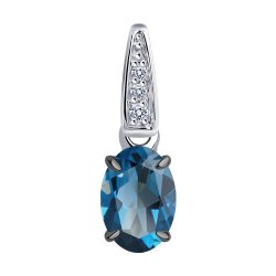 Pandantiv din aur alb cu pietre Cubic Zirconia Incolor, Topaz London