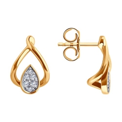 Cercei Pusete din aur roșu cu pietre Cubic Zirconia Incolor