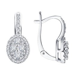 Cercei din aur alb cu pietre Diamant