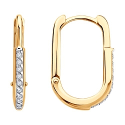 Cercei Creole din aur roșu cu pietre Cubic Zirconia Incolor