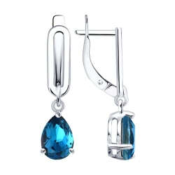 Cercei Suspendați din argint  cu pietre Cristal Albastru