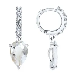 Серьги Конго из серебра с камнями Фианит, Горный хрусталь