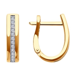 Cercei din aur roșu cu pietre Cubic Zirconia Incolor