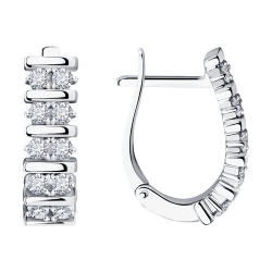 Cercei din aur alb cu pietre Diamant