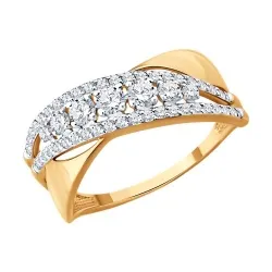 Inel din aur roșu cu Cubic Zirconia Incolor