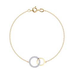 Браслет из красного золота с камнями Фианит