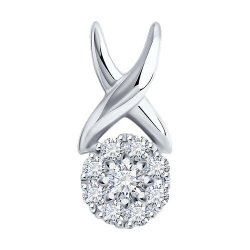 Pandantiv din aur alb cu pietre Diamant