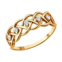 Inel din aur roșu cu Cubic Zirconia Incolor