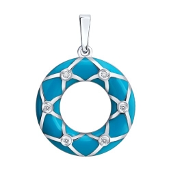 Подвеска из серебра с камнями Фианит, Эмаль