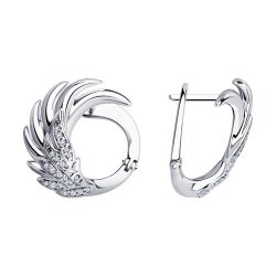 Серьги из серебра с камнями Фианит