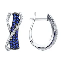 Cercei din aur alb cu Diamant, Safir