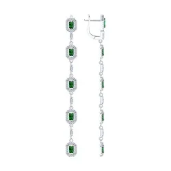 Cercei Suspendați din argint cu Cubic Zirconia Incolor, Cubic Zirconia Verde